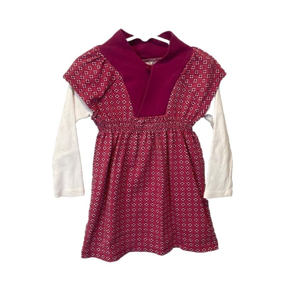 TEA COLLECTION Girls Dress- Sz 2 - Pink/Fuschia FLORAL Pattern Long Sleeve